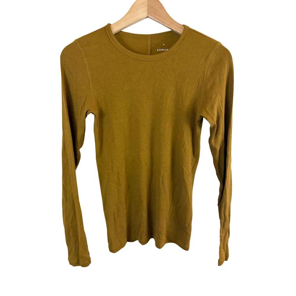Everlane Rib Long Sleeve Crew Women Medium Ribbed